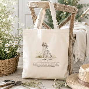 Bolsa Tote Citação da Raça do Cão Setter Inglês em Aquarela