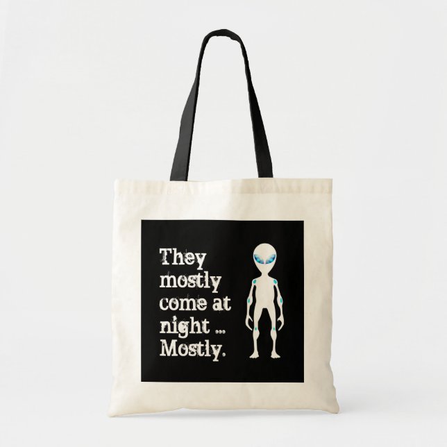 Bolsa Tote Citação de alienígena preto branco fofo (Frente)