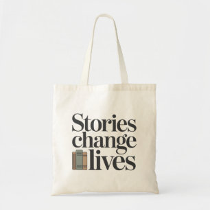 Bolsa Tote Citação de Amante de Livros Histórias Mudam Vidas