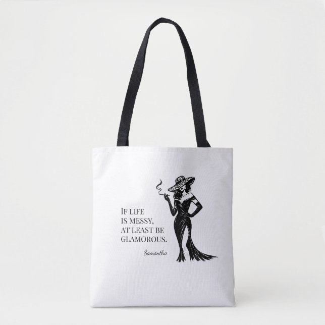 Bolsa Tote Citação de Estilo Glam Personalizado Design (Frente)