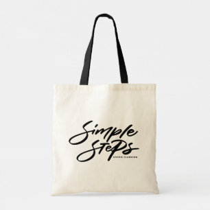 Bolsa Tote Citação de Etapas Simples Pretas Caligrafia Modern