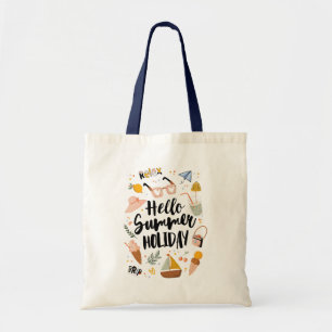 Bolsa Tote Citação de Férias de Verão Ilustração Colorida Fof