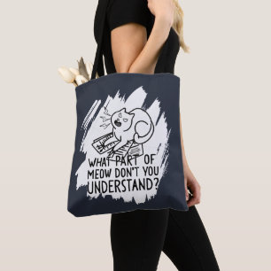 Bolsa Tote Citação de Gato Branca Engraçado