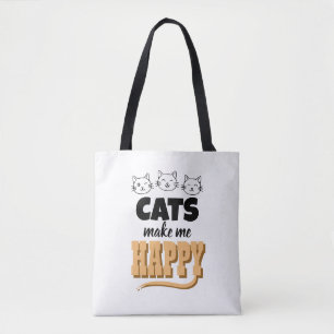 Bolsa Tote Citação de Gato Fofo Tipografia Minimalista Amante