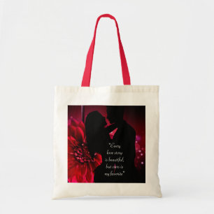 Bolsa Tote Citação de história de amor beijo amante fundo Cas