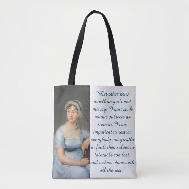 Bolsa Tote Citação de Jane Austen (Azul) (Frente)