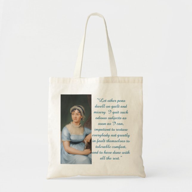 Bolsa Tote Citação de Jane Austen (Azul) (Frente)