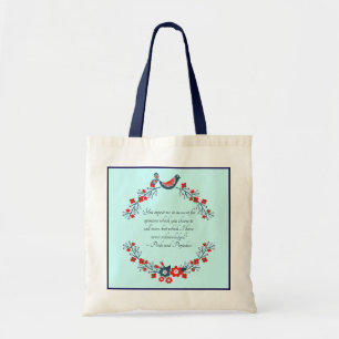 Bolsa Tote Citação de Jane Austen, Orgulho e Preconceito Flor
