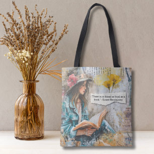 Bolsa Tote Citação de Leitura de Menina