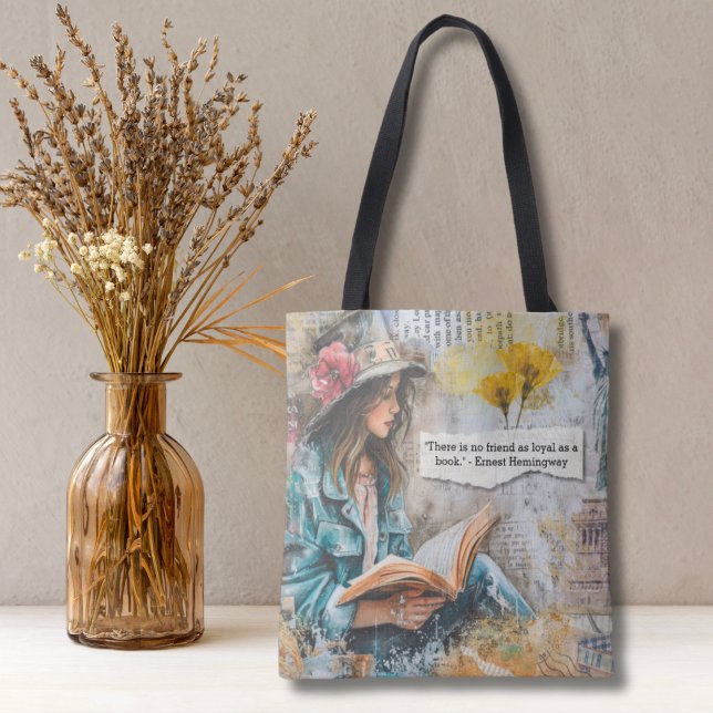Bolsa Tote Citação de Leitura de Menina (Criador carregado)