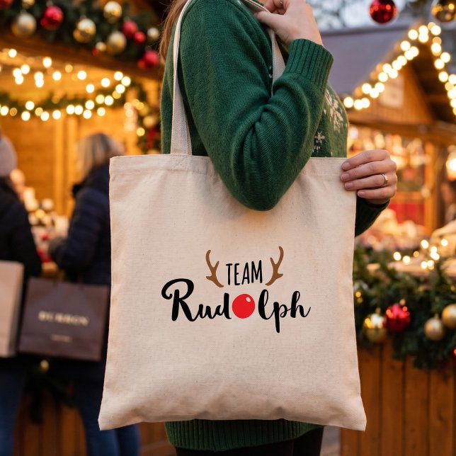 Bolsa Tote Citação de Natal da Equipe Rudolph (Criador carregado)