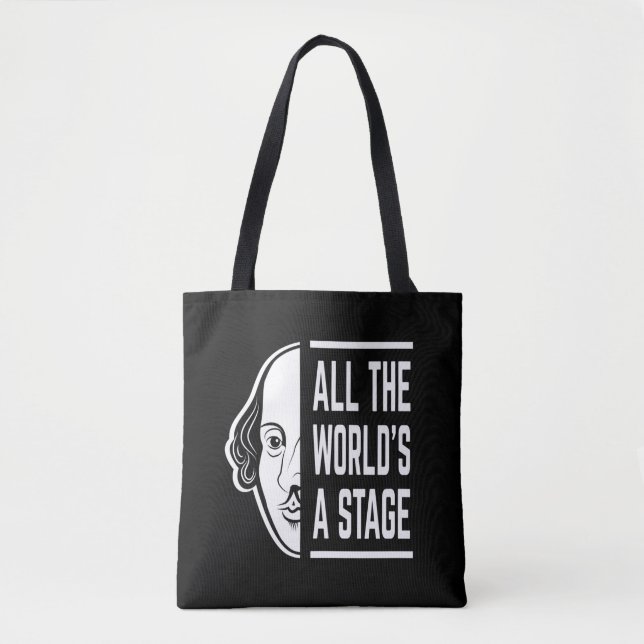 Bolsa Tote Citação de Shakespeare em todo o mundo, um Palco (Frente)