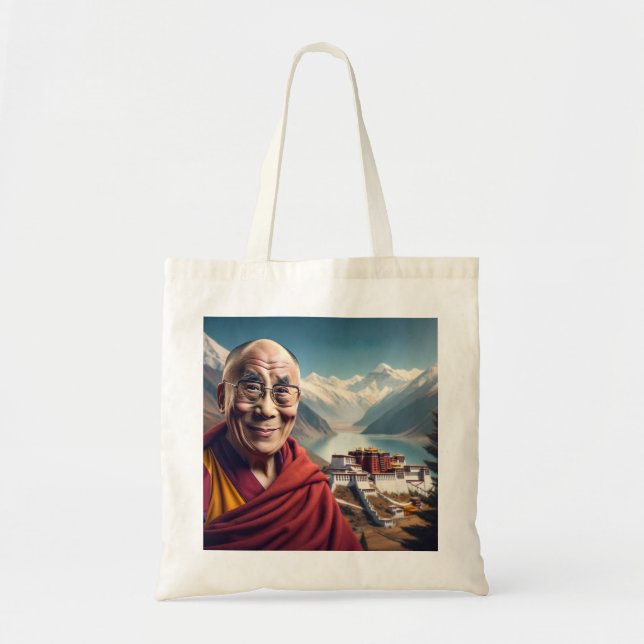 Bolsa Tote Citação de Viagem do Dalai Lama Familiar (Frente)