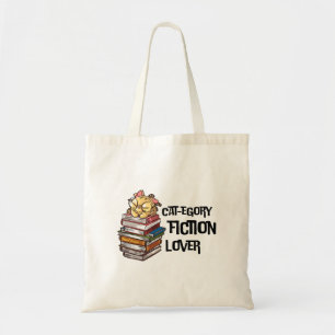 Bolsa Tote Citação Divertida de Amante de Gatos e Livros Cate