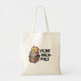 Bolsa Tote Citação Divertida de Amante de Gatos e Livros Feli