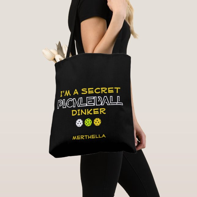 Bolsa Tote CITAÇÃO DIVERTIDA Sou um Dinker Secreto de Pickleb (Close Up)