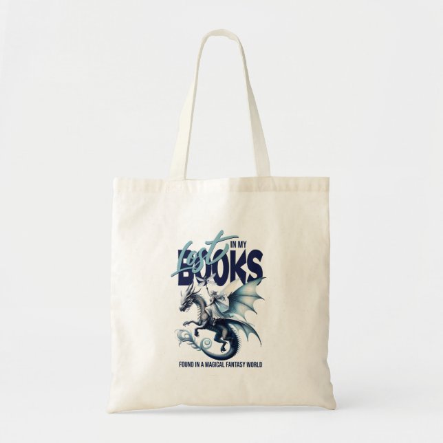 Bolsa Tote Citação do amante do livro Dragon e Fairy & Fantas (Frente)