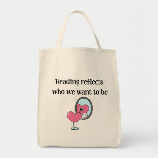 Bolsa Tote Citação do Espelho do Coração Rosa Leitura Reflete