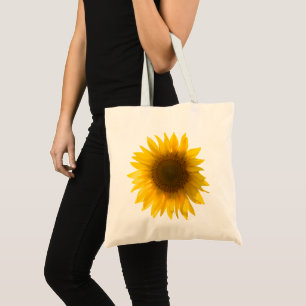 Bolsa Tote Citação do girassol "flores são felicidade"
