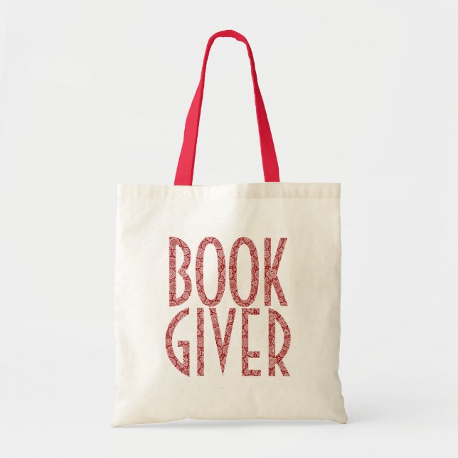 Bolsa Tote Citação Do Livro Giver-Cute Em Vermelho E Branco B (Frente)