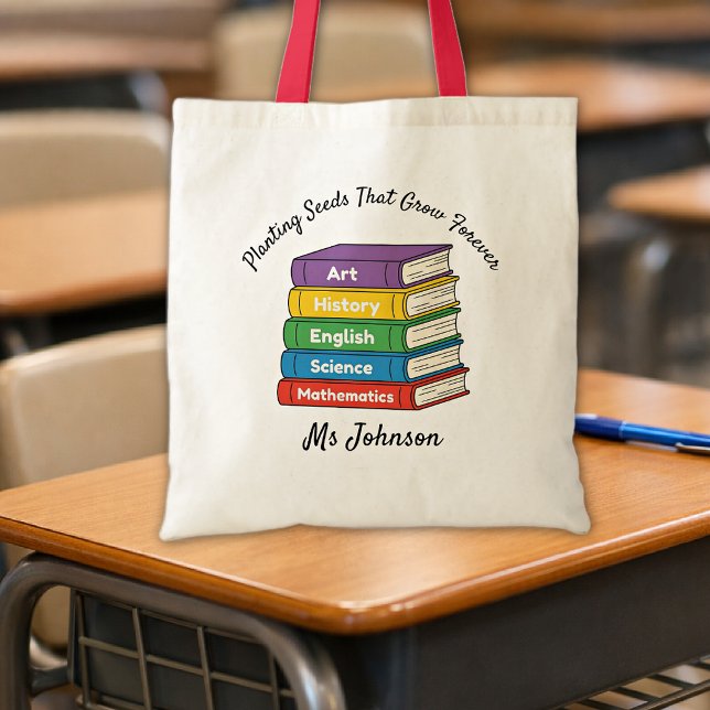 Bolsa Tote Citação do Nome do Professor de Volta às Escolas L (Criador carregado)