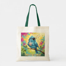 Bolsa Tote Citação do Pássaro Azul