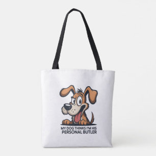 Bolsa Tote Citação engraçada de cachorro mordomo desenho anim