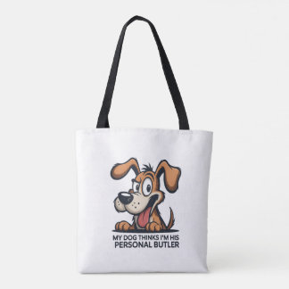 Bolsa Tote Citação engraçada de cachorro mordomo desenho anim
