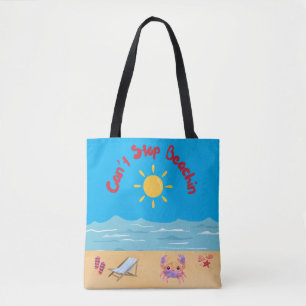 BOLSA TOTE CITAÇÃO ENGRAÇADA NÃO POSSO PARAR DE IR À PRAIA