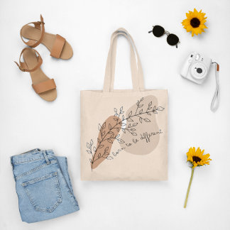 Bolsa Tote Citação estética motivacional com desenho de plant