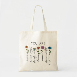 Bolsa Tote Citação Floral Inspiradora Afirmação de Flores Sil