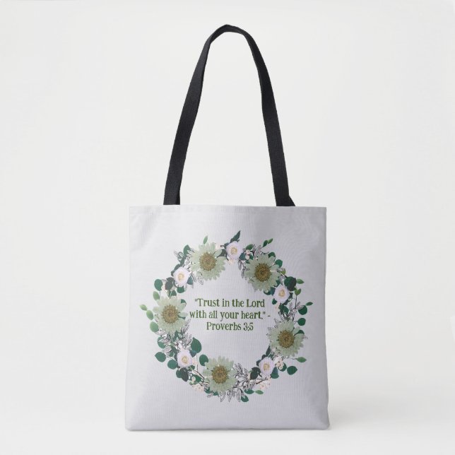 Bolsa Tote Citação Inspiradora do Rosa Floral de Sunflower (Frente)