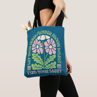 Bolsa Tote Citação Inspiradora Floral Groovy Retro
