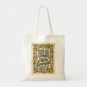 Bolsa Tote Citação Inspiradora Limão Amarelo Retrô