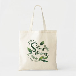 Bolsa Tote Citação Inspiradora Personalizada com Folhas Verde