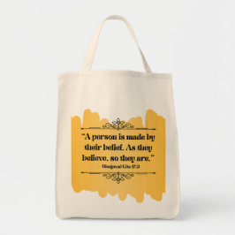 Bolsa Tote Citação Mínimalista Bhagavad Gita, Ouro inspirada