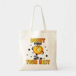 Bolsa Tote Citação motivacional engraçada de Donut retrô