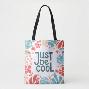 Bolsa Tote Citação Motivacional, Frame Floral Abstrato.
