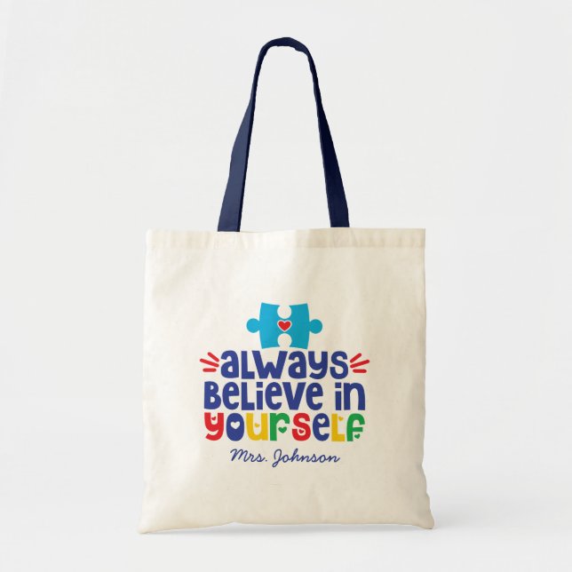 Bolsa Tote Citação Motivacional | Professor Autismo Personali (Frente)