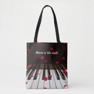 Bolsa Tote Citação Musical em Chaves Piano