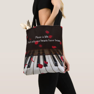 Bolsa Tote Citação Musical no Teclado Piano