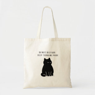 Bolsa Tote Citação Personalizada Gato Preto Modo de Pensament