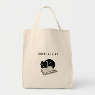 Bolsa Tote Citação Personalizada Livro Gato Preto Booktrovert