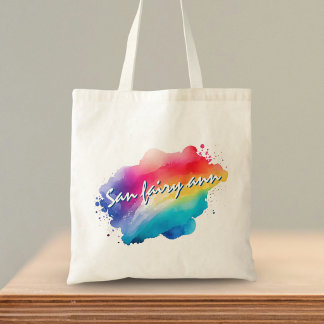 Bolsa Tote Citação positiva colorida de aquarela em arco-íris