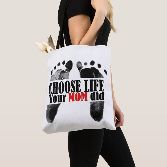 Bolsa Tote Citação Pró-Vida Com Pegadas de Bebê (Close Up)