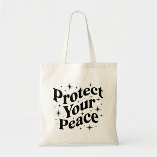 Bolsa Tote Citação Retro Groovy Proteger a Sua Paz
