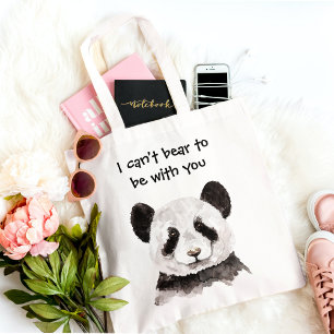 Bolsa Tote Citação Romântica Moderna Com Panda Preta E Bra