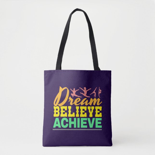 Bolsa Tote Citação Sonho Acredite - Ginástica Feminina  (Frente)