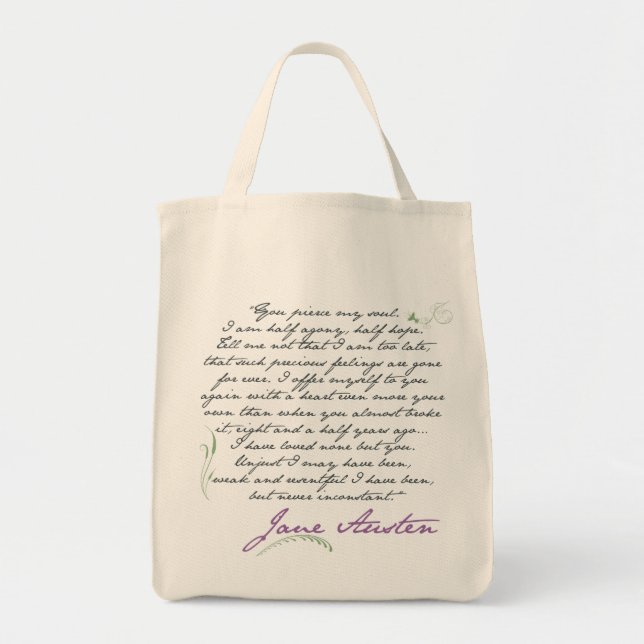 Bolsa Tote Citações #1 da persuasão de Jane Austen (Frente)