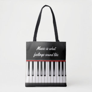 Bolsa Tote citações da música com teclado de piano